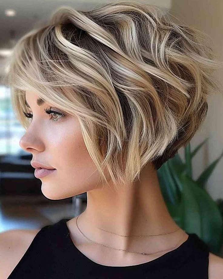 Voluminöser Bixie Cut mit Wellen