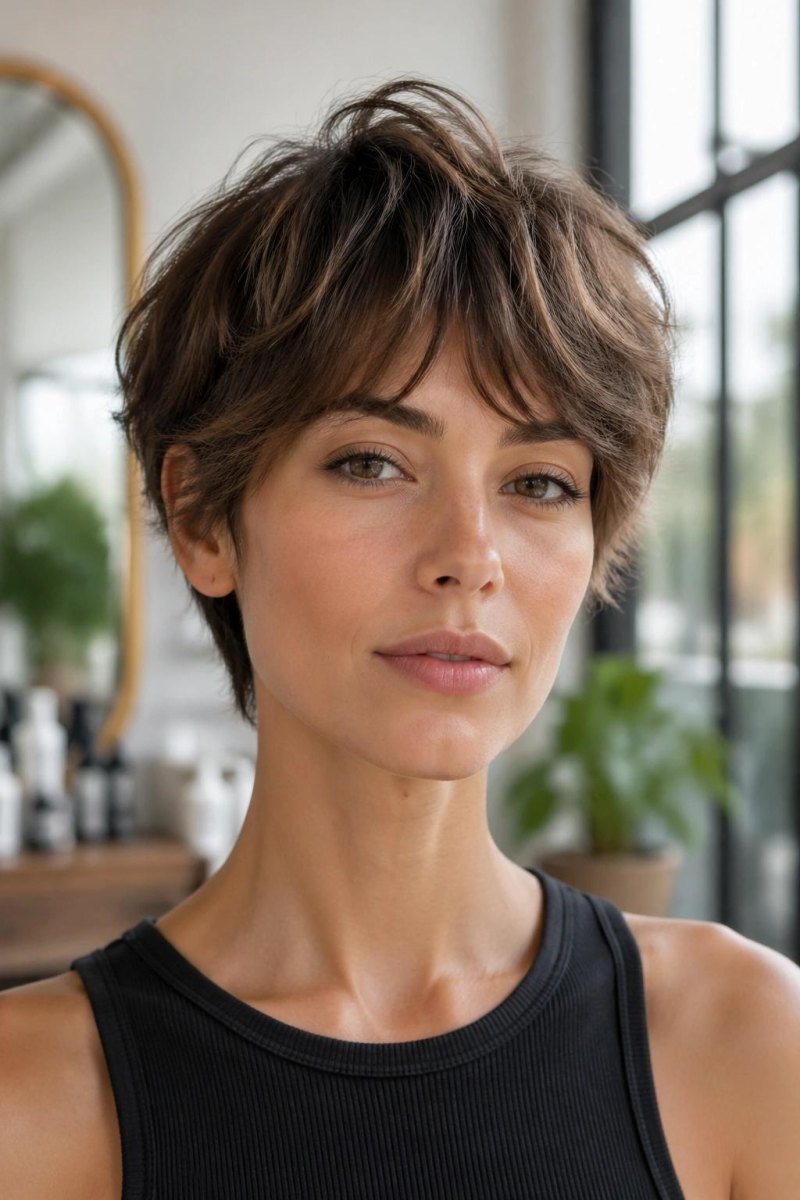 Bixie Cut für feines welliges Haar