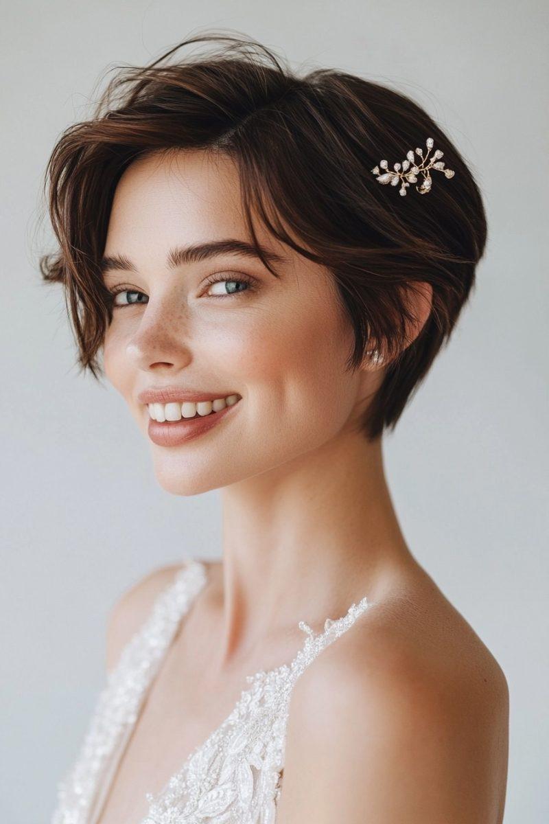 Bixie Cut mit Haaraccessoires