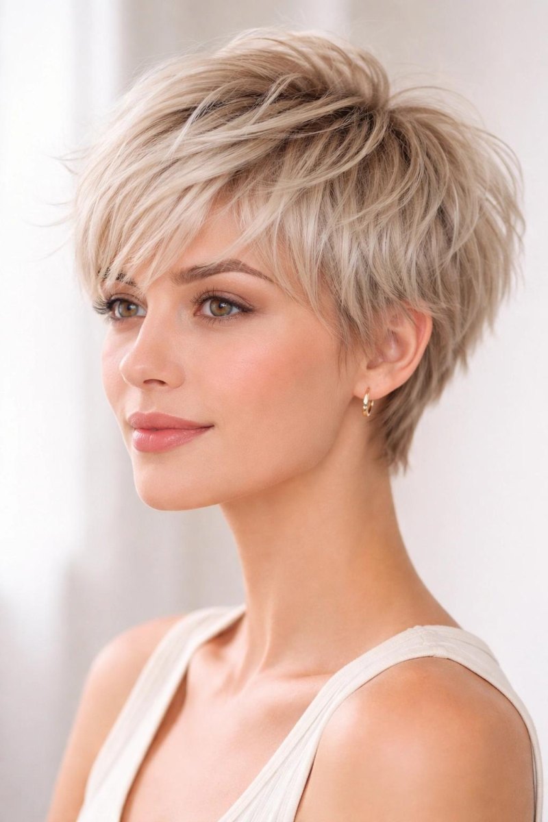 Blonder fransiger Pixie Cut
