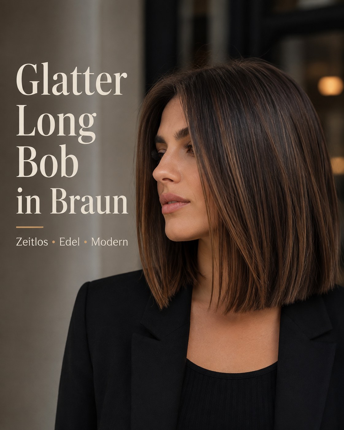 Glatter Long Bob in Braun zeigt zeitlose Eleganz für eine mittellange Bob Frisur