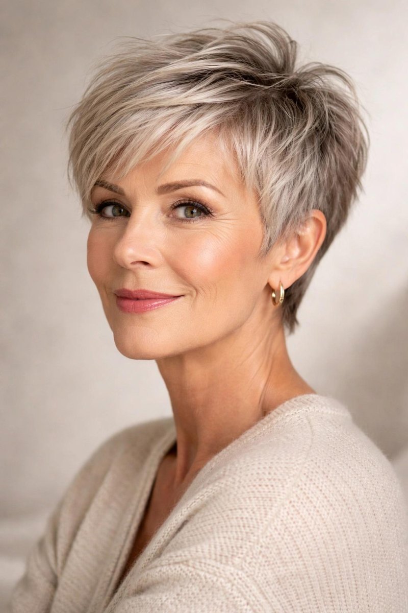 Eleganter Pixie Cut reife Frauen