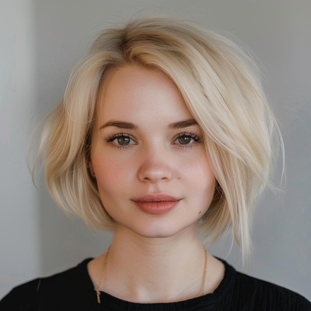 Blonder Bob für rundes Gesicht