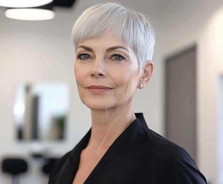 Kurzer Pixie Cut ab 50 moderne Frisurenideen