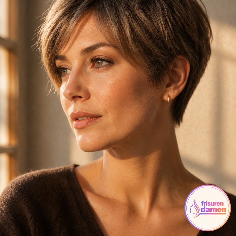Ein weicher Pixie-Bob in Aschbraun zeigt eine alltagstaugliche Kurzhaarfrisur mit Gesichtsrahmen