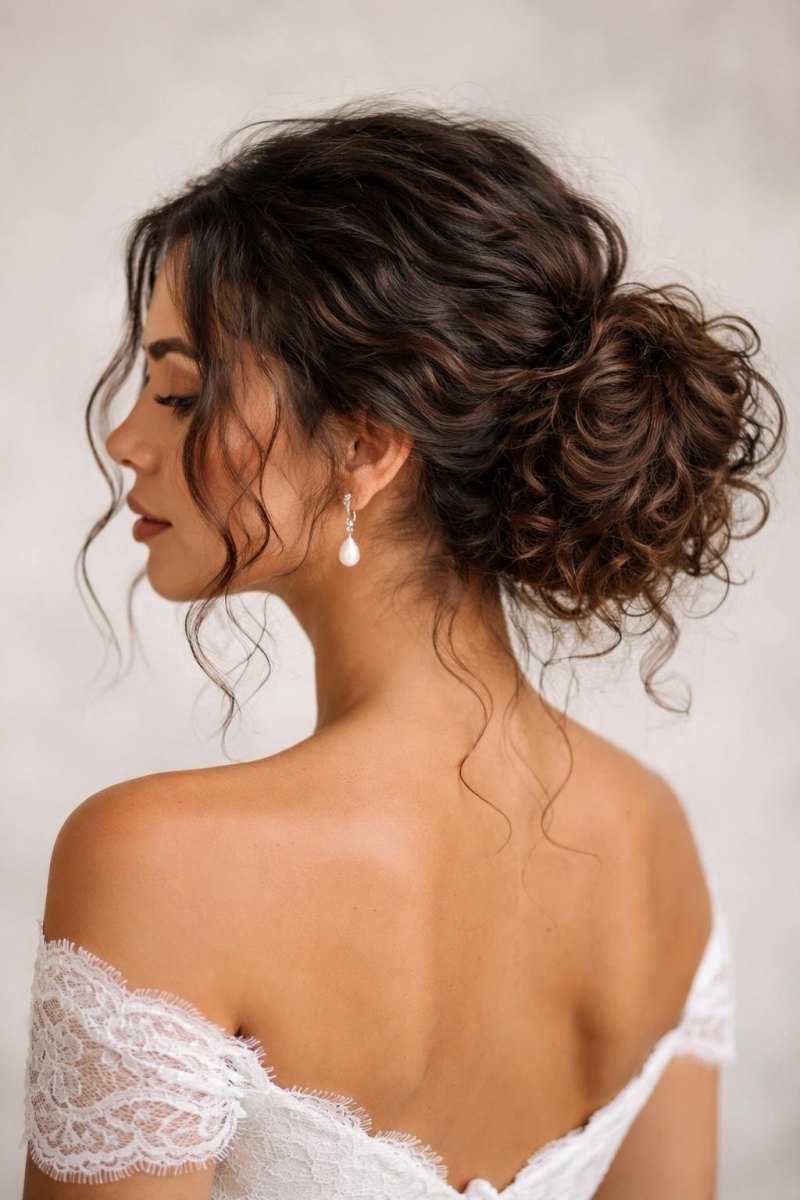 Hochzeit Messy Bun mit Locken