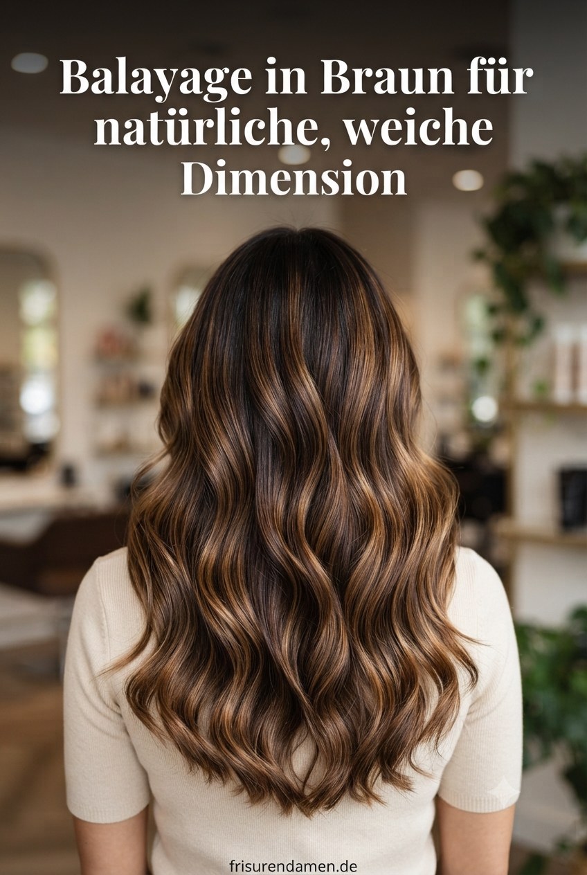 Balayage in Braun für natürliche, weiche Dimension