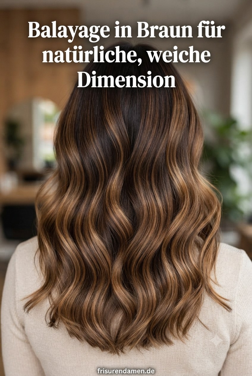 Balayage in Braun für natürliche, weiche Dimension