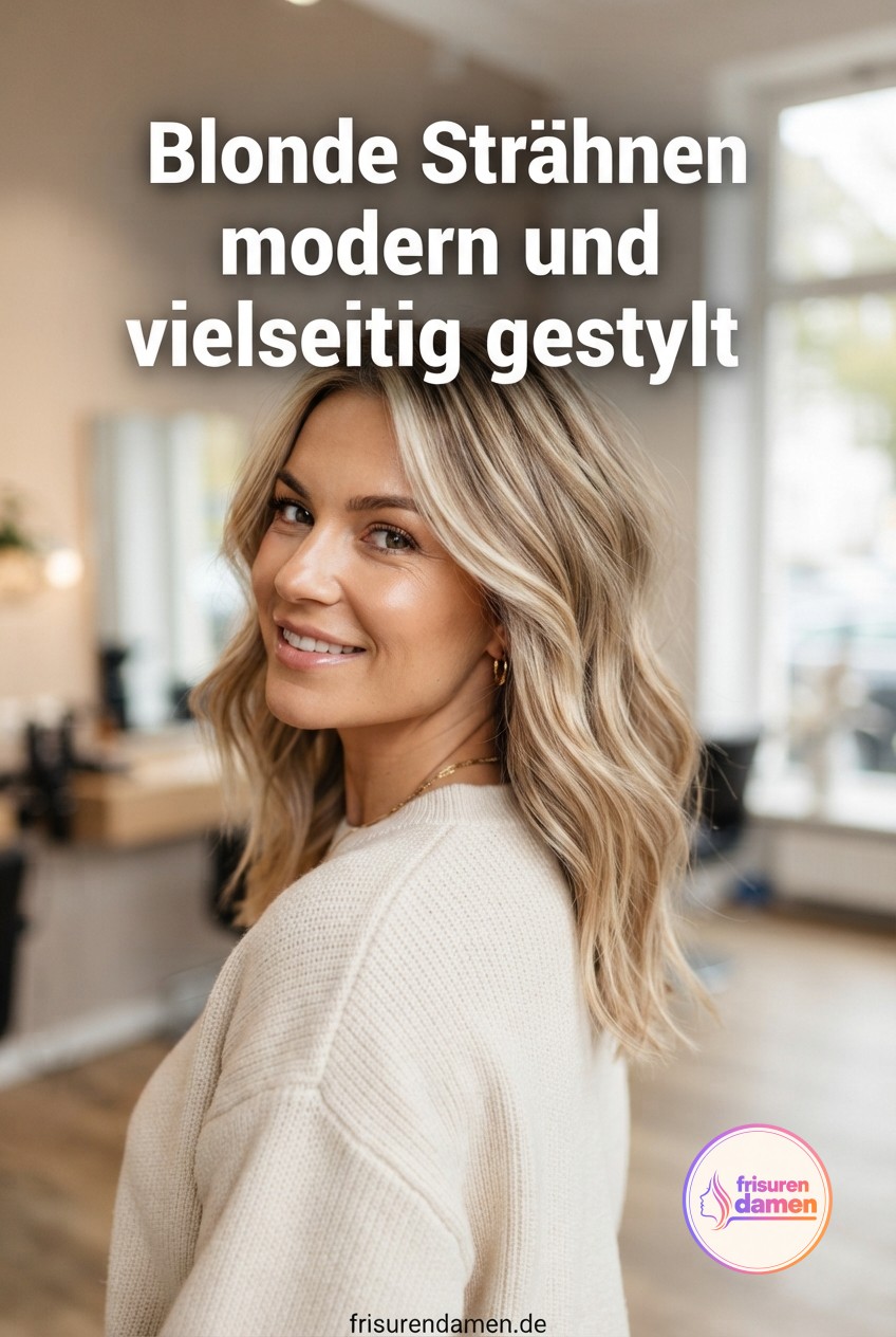 Blonde Strähnen modern und vielseitig gestylt