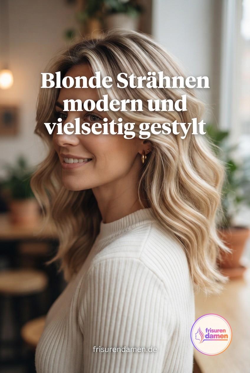 Blonde Strähnen modern und vielseitig gestylt