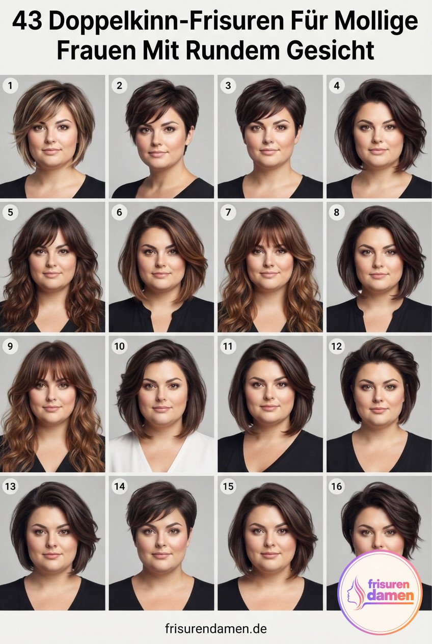 43 Doppelkinn-Frisuren Für Mollige Frauen Mit Rundem Gesicht