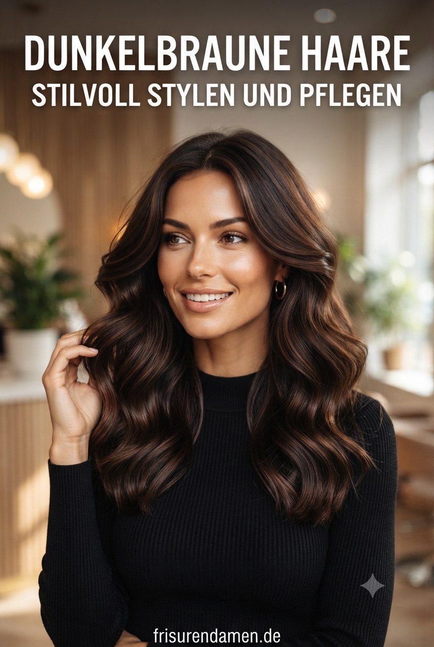 Dunkelbraune Haare stilvoll stylen und pflegen