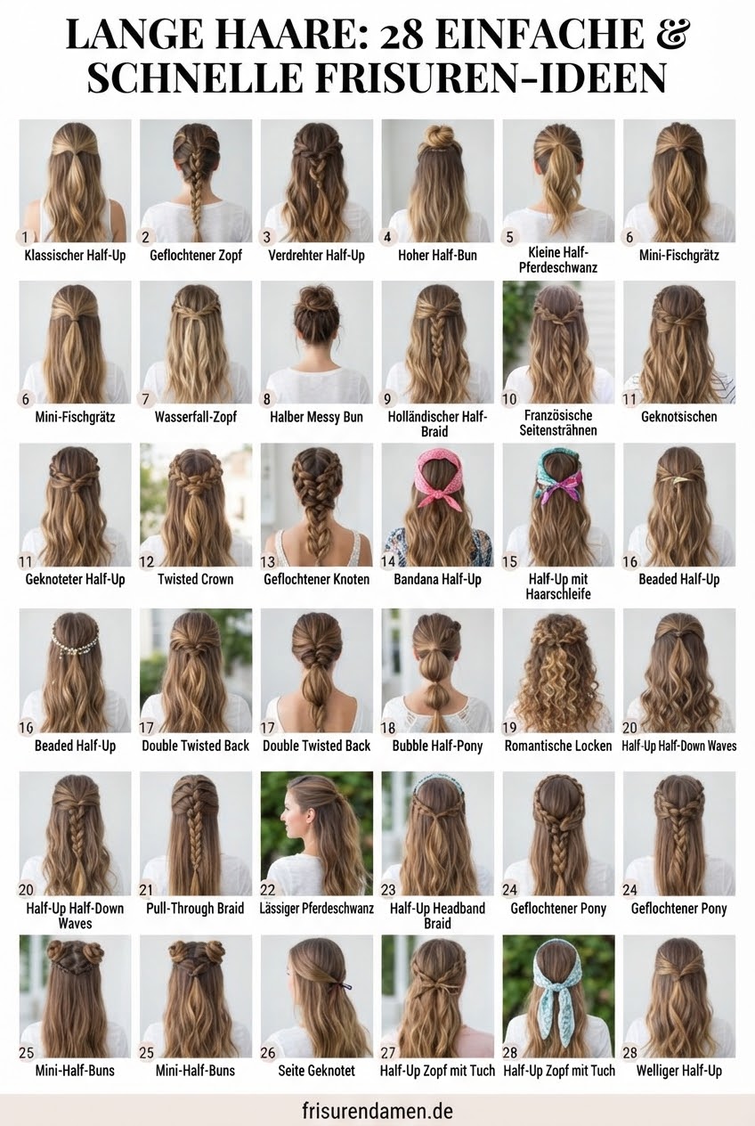 Lange Haare: 28 Einfache & Schnelle Frisuren-Ideen