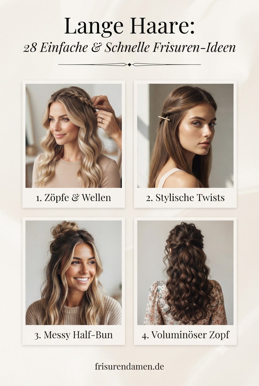 Lange Haare: 28 Einfache & Schnelle Frisuren-Ideen