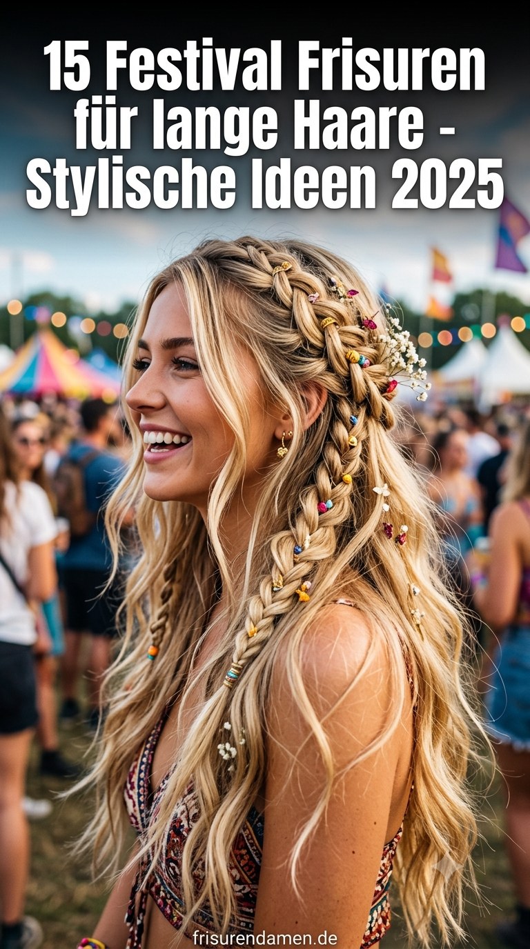 15 Festival Frisuren für lange Haare - Stylische Ideen 2025
