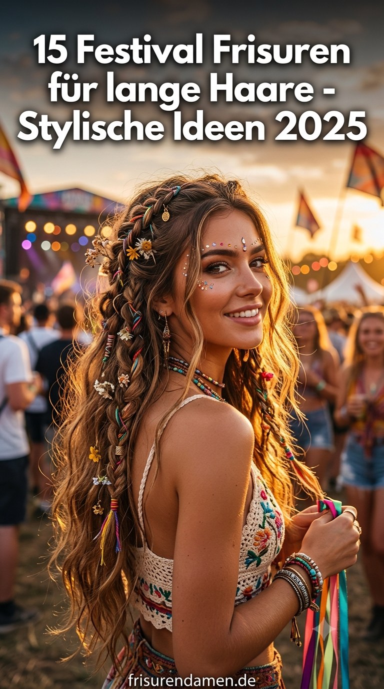 15 Festival Frisuren für lange Haare - Stylische Ideen 2025