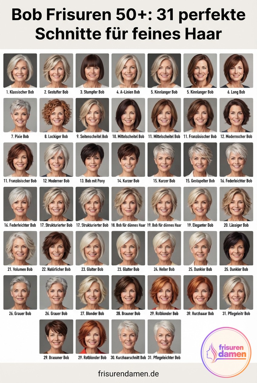 Bob Frisuren 50+: 31 perfekte Schnitte für feines Haar