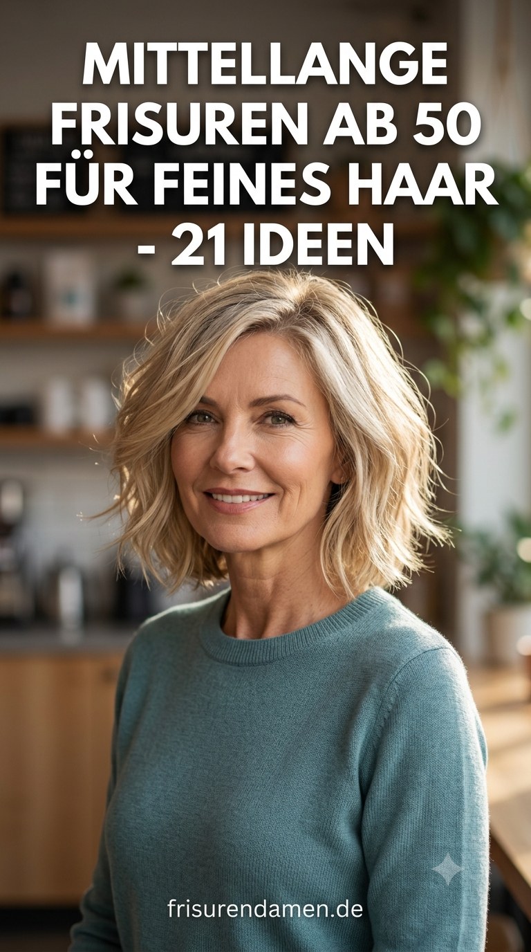 Mittellange Frisuren ab 50 für feines Haar - 21 Ideen
