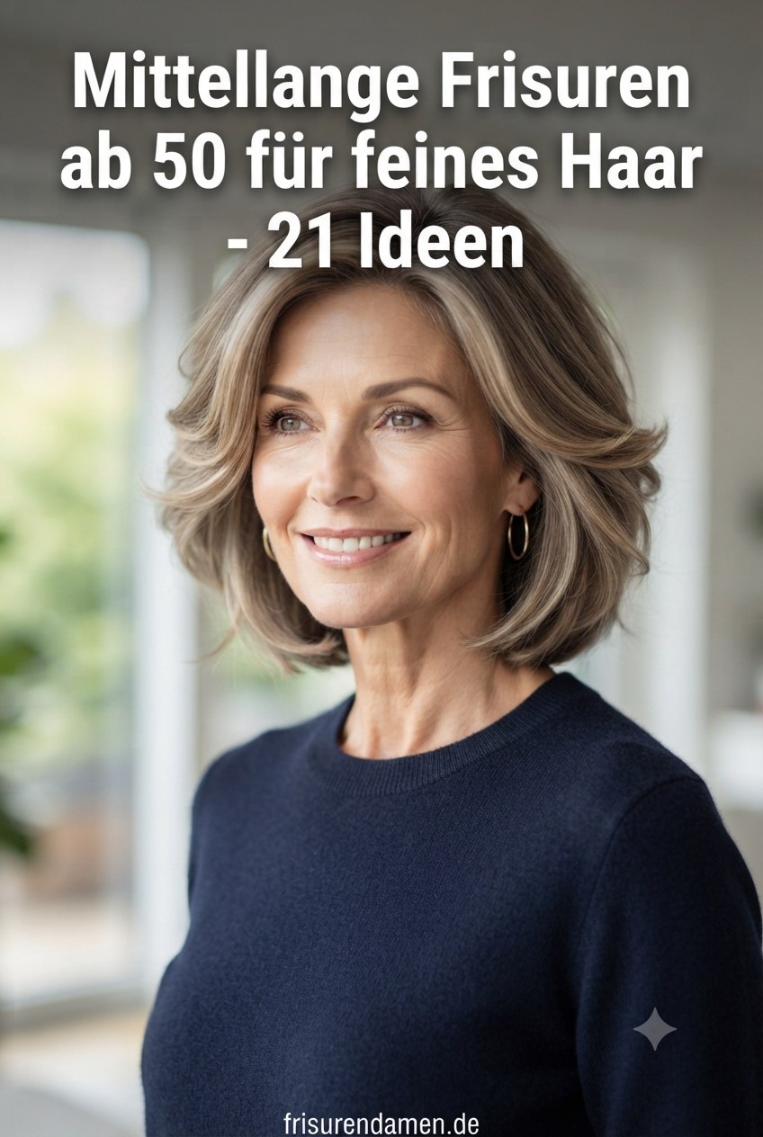 Mittellange Frisuren ab 50 für feines Haar - 21 Ideen