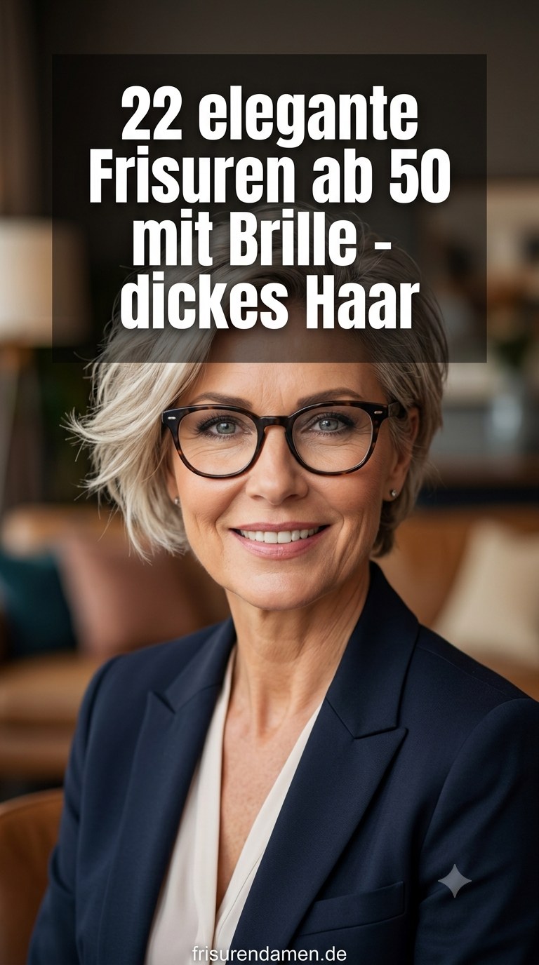 22 elegante Frisuren ab 50 mit Brille - dickes Haar