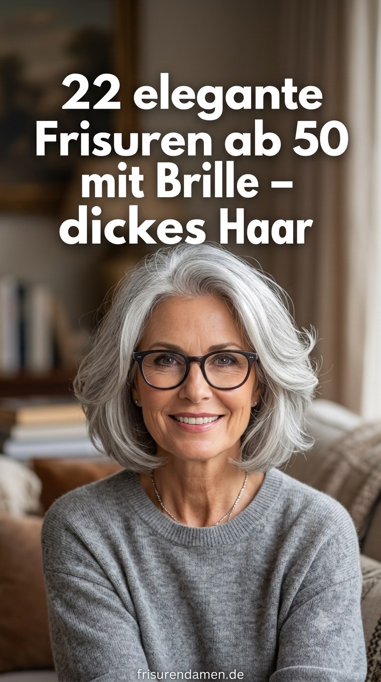 22 elegante Frisuren ab 50 mit Brille - dickes Haar