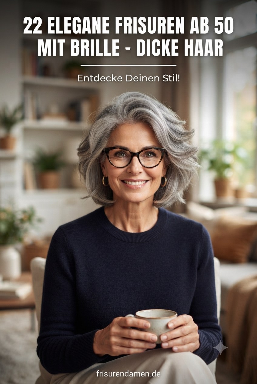 22 elegante Frisuren ab 50 mit Brille - dickes Haar
