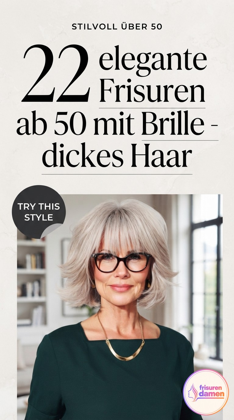22 elegante Frisuren ab 50 mit Brille - dickes Haar
