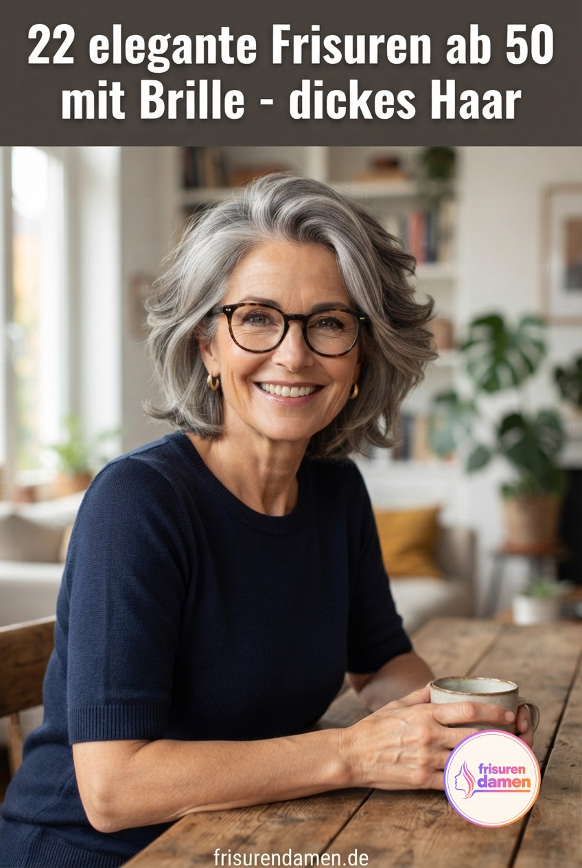 22 elegante Frisuren ab 50 mit Brille - dickes Haar