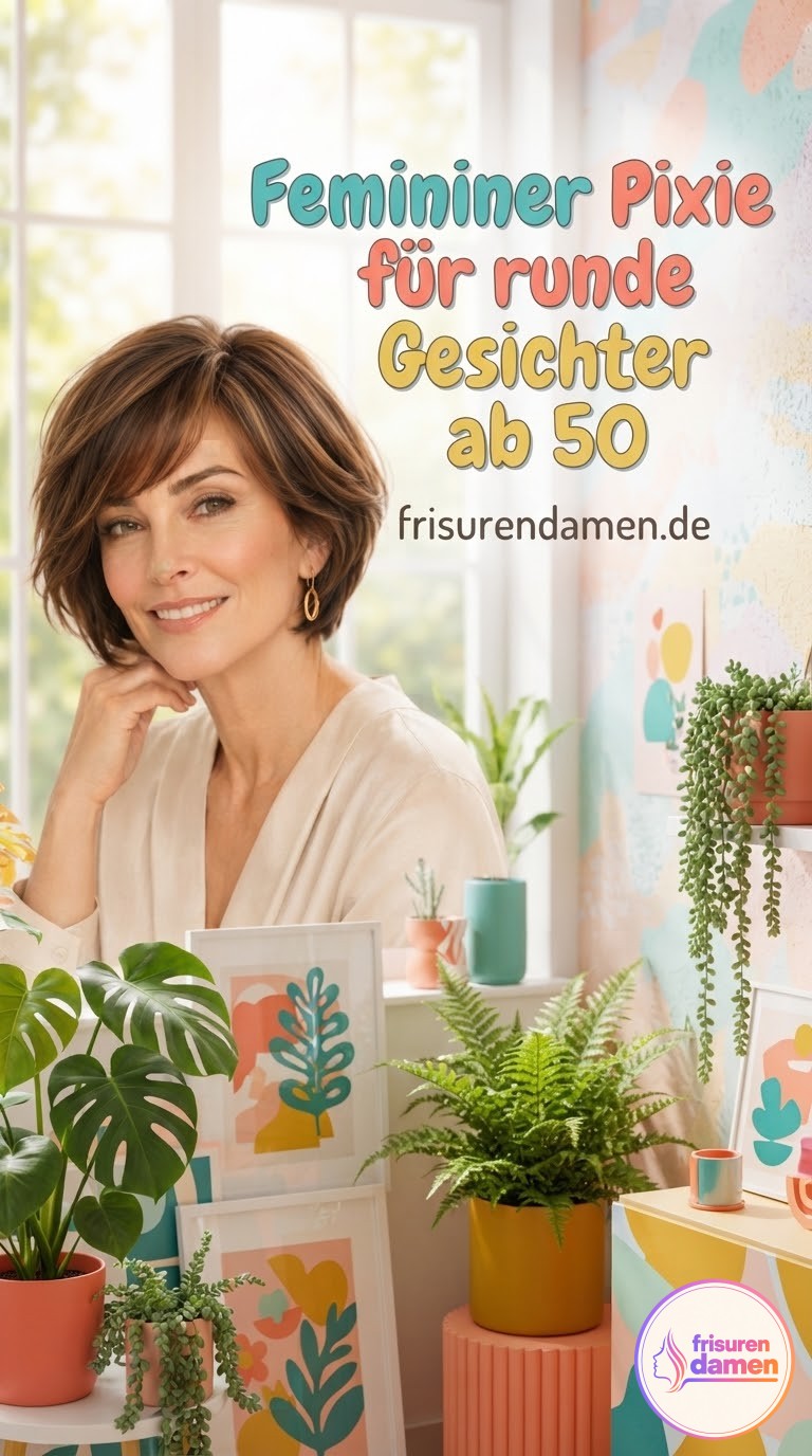 Femininer Pixie für runde Gesichter ab 50