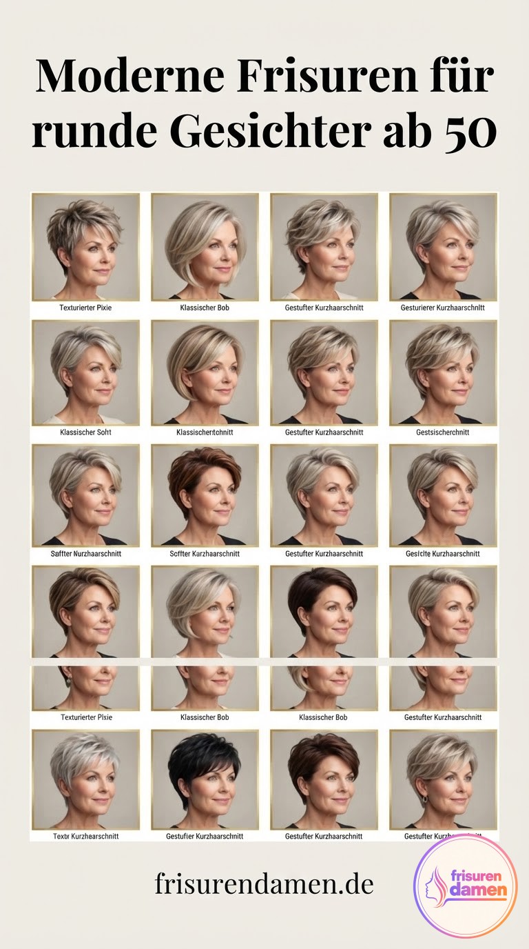 Moderne Frisuren für runde Gesichter ab 50