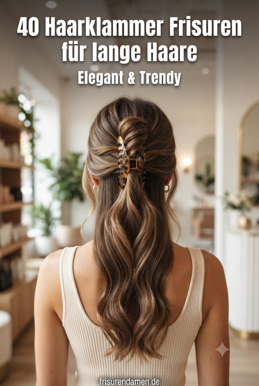 40 Haarklammer Frisuren für lange Haare - Elegant & Trendy