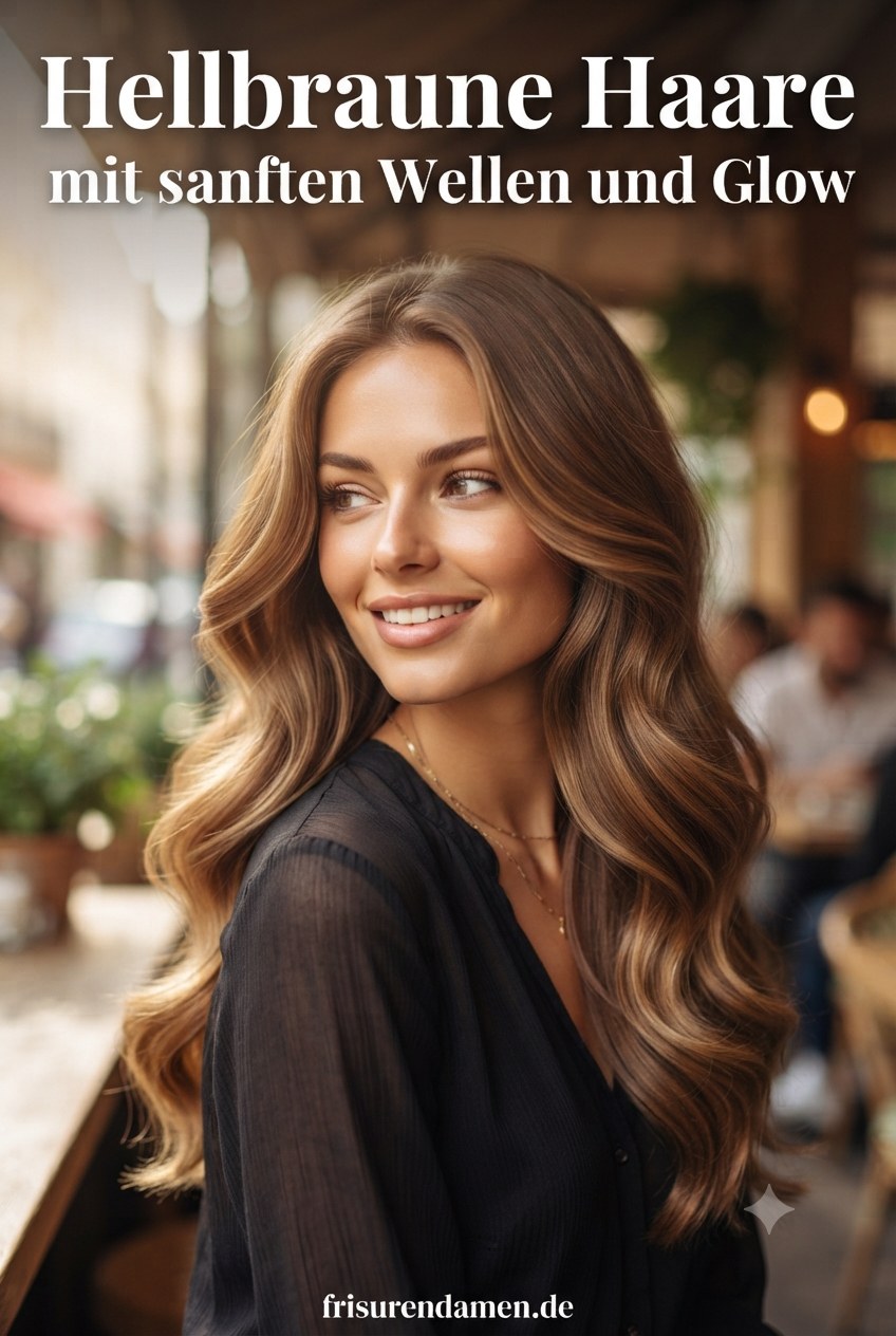 Hellbraune Haare mit sanften Wellen und Glow