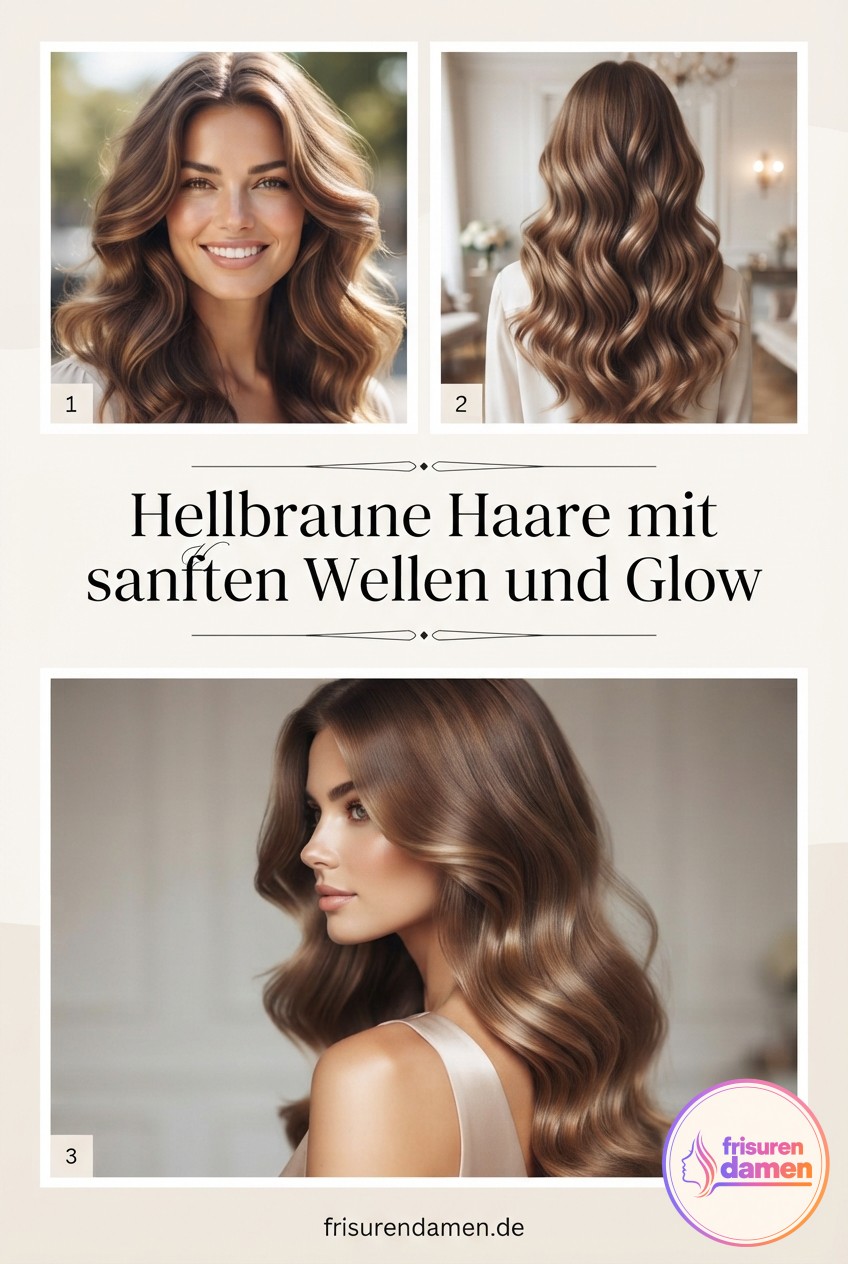 Hellbraune Haare mit sanften Wellen und Glow