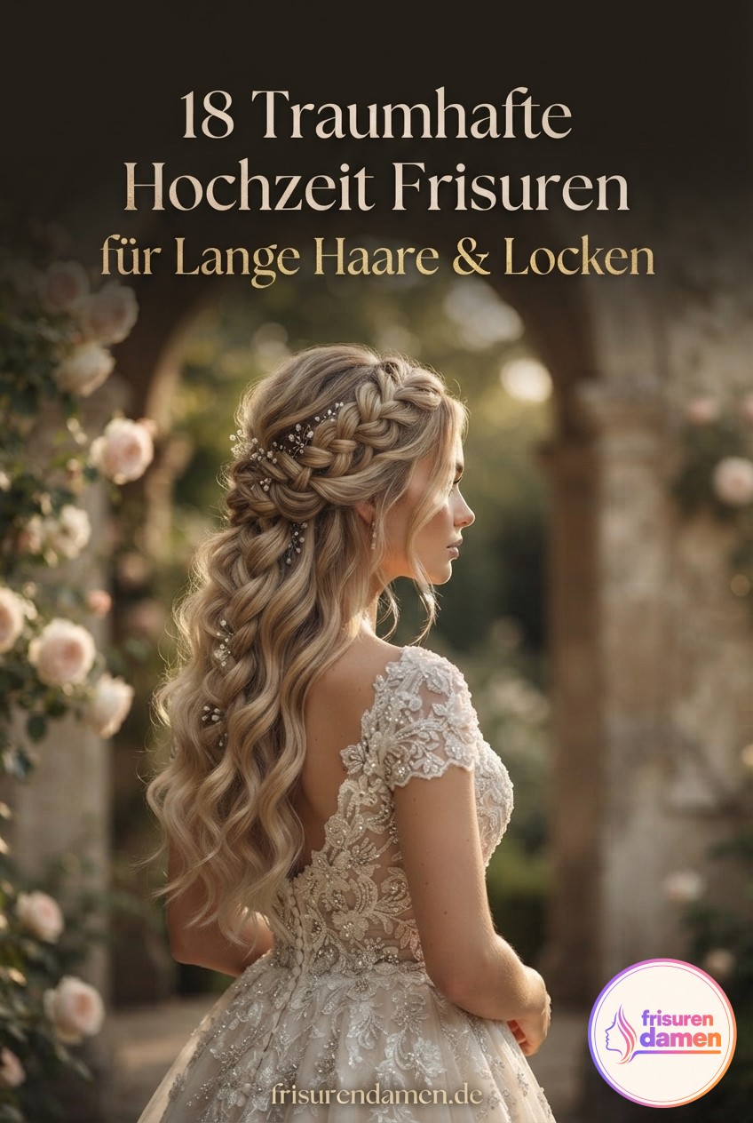 18 Traumhafte Hochzeit Frisuren für Lange Haare & Locken