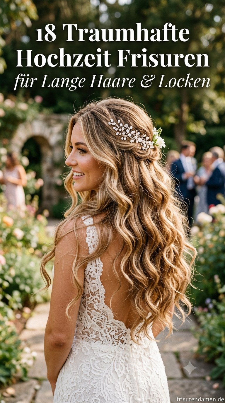 18 Traumhafte Hochzeit Frisuren für Lange Haare & Locken