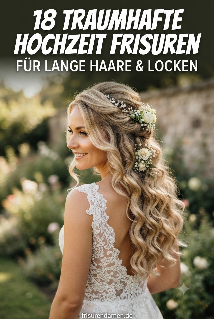 18 Traumhafte Hochzeit Frisuren für Lange Haare & Locken