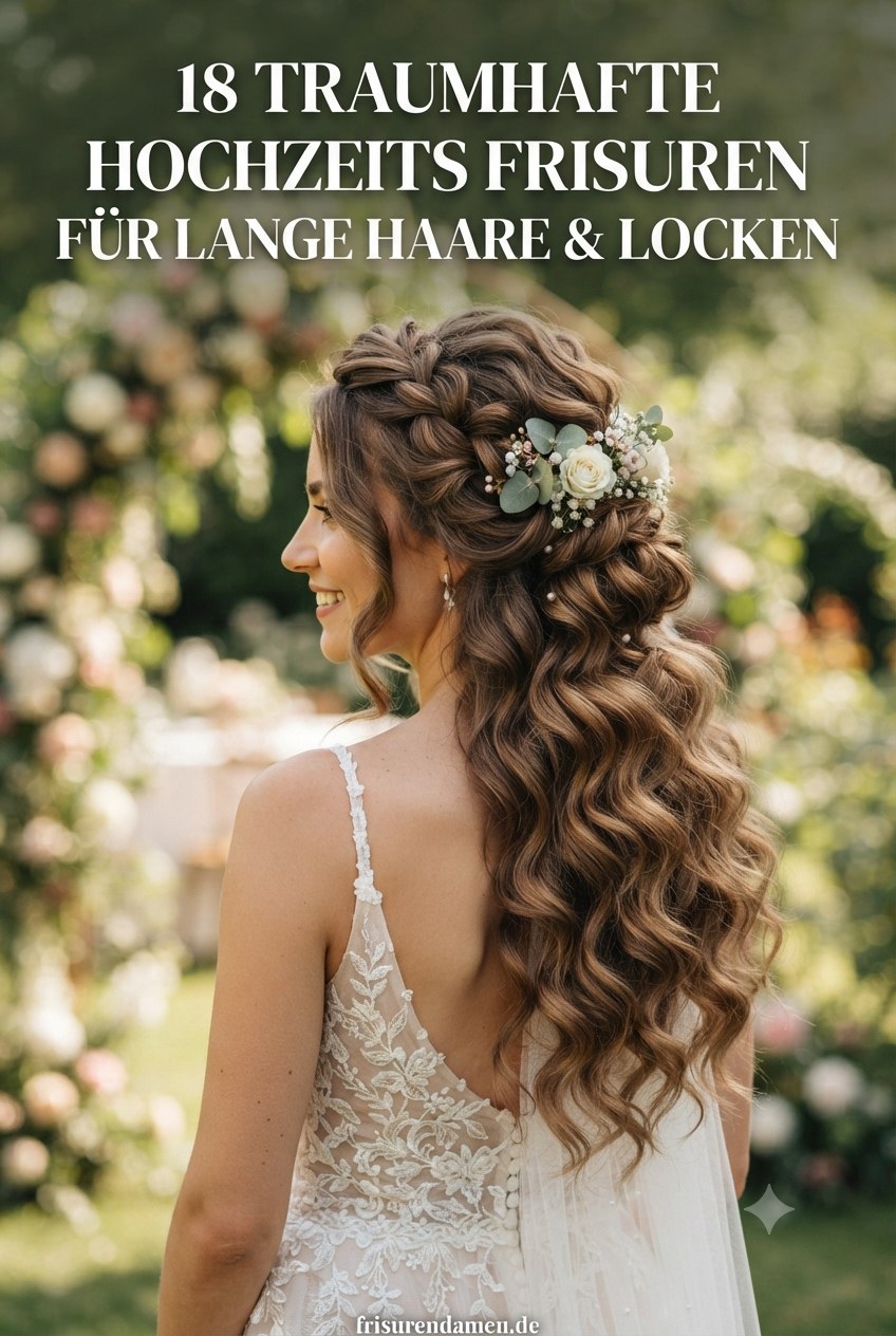 18 Traumhafte Hochzeit Frisuren für Lange Haare & Locken