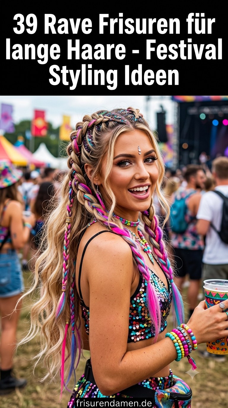 39 Rave Frisuren für lange Haare - Festival Styling Ideen