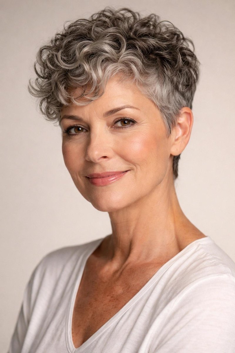 Lockiger Pixie Cut ab 50