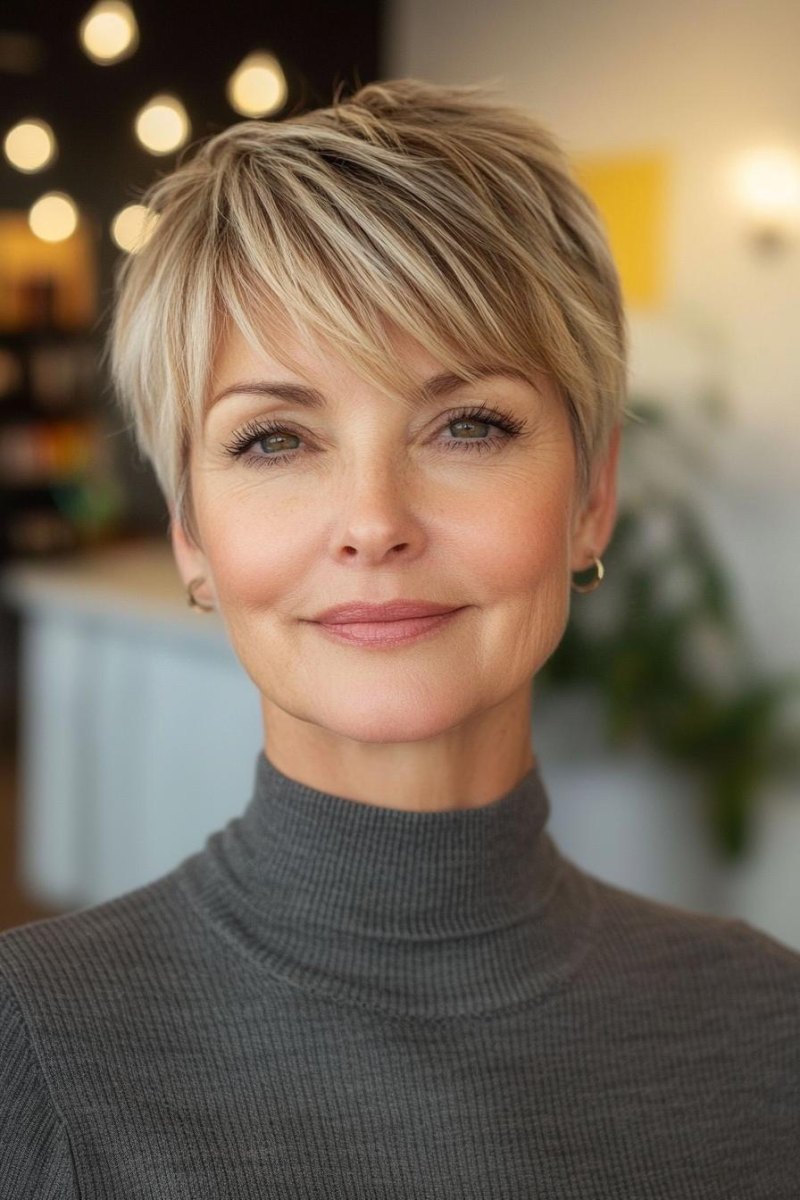 Pixie Cut mit Pony Frau