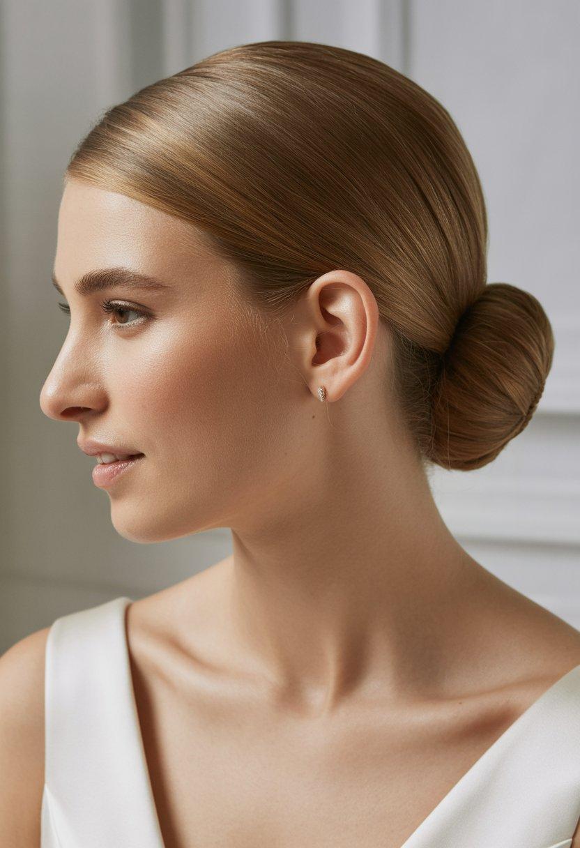 Eleganter Hochzeitsbun mit glatter Oberfläche