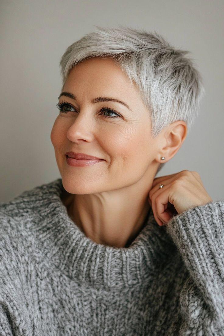 Zeitloser Pixie Cut Frau 50