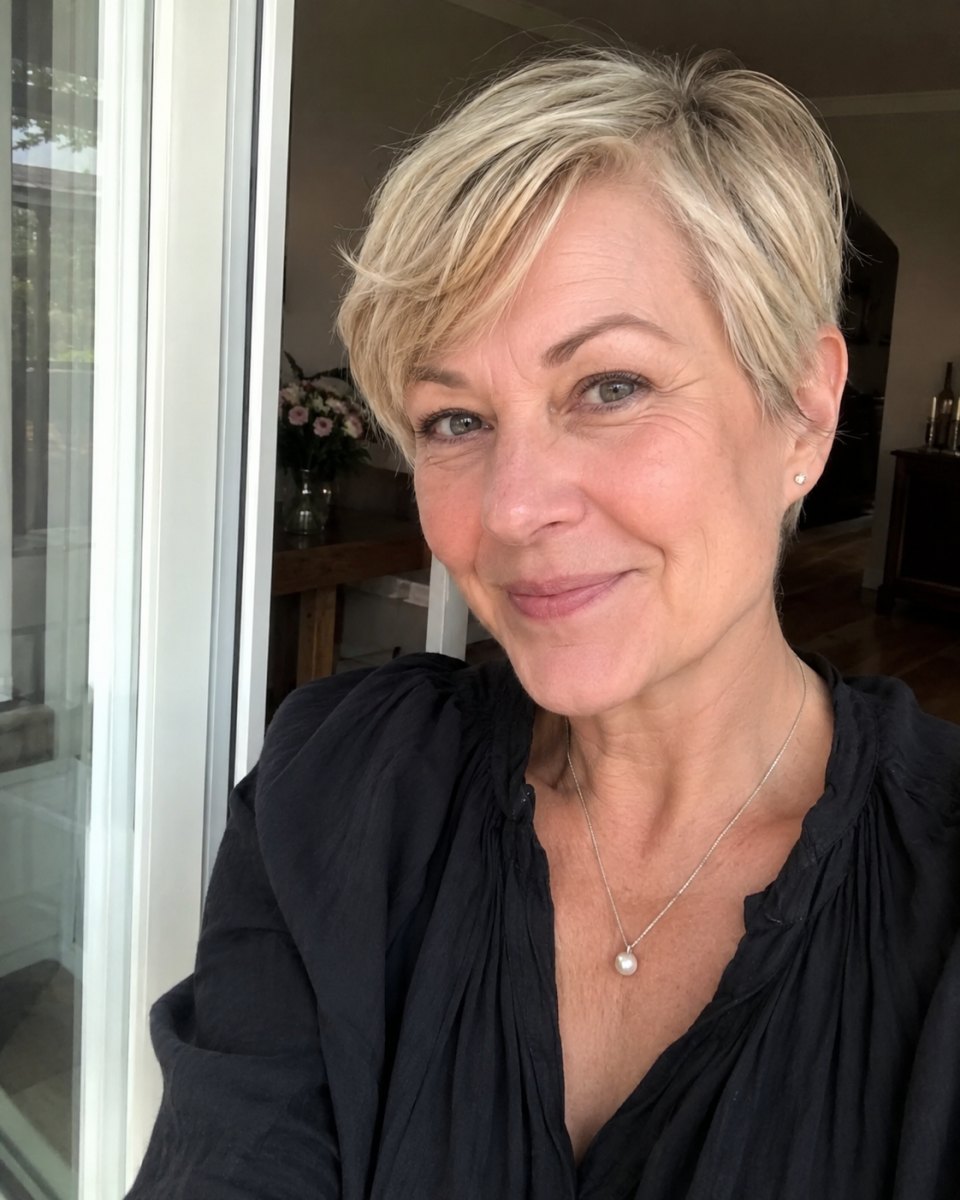Zeitloser Pixie Cut Frau ab 50